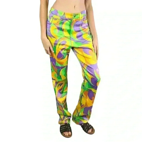 DANIELLE BERNSTEIN Pants - Danielle Bernstein Saved by The Bell Ankle Flare Trippy 70's Jeans NWT